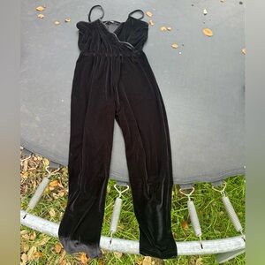 Topshop Black Velvet Jumpsuit